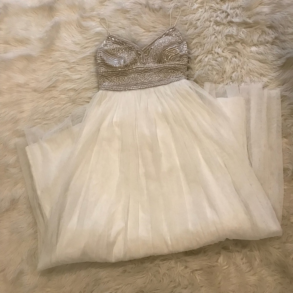 Adrianna Papell Naya dress gown Ivory silver tulle - Picture 5 of 8